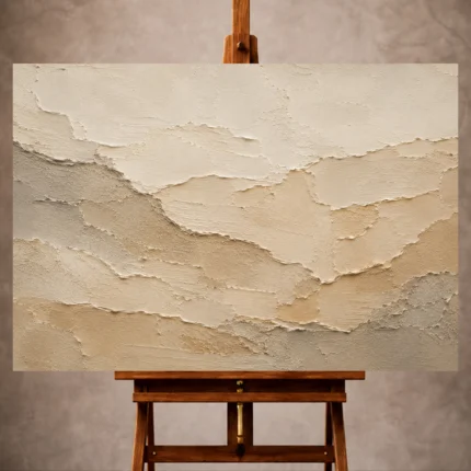 Ivory Wabi Sabi Wall Art print featuring organic plaster forms and raised natural textures for elegant interiors