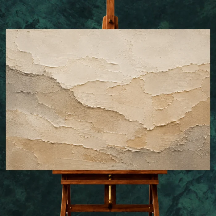 Ivory Organic Plaster Forms Wabi Sabi Wall Art Canvas Print styled in a refined interior