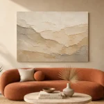 Ivory Organic Plaster Forms Wabi Sabi Wall Art Canvas Print - Image 3