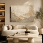 Mineral Sandstone Textured Plaster Wabi Sabi Wall Art Canvas Print - Image 6