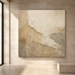 Ivory Aged Plaster Textured Wabi Sabi Wall Art Canvas Print - Image 3