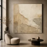 Ivory Aged Plaster Textured Wabi Sabi Wall Art Canvas Print - Image 6