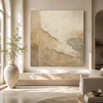 Ivory Aged Plaster Textured Wabi Sabi Wall Art Canvas Print - Image 8