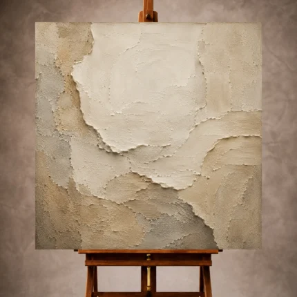 Limestone Wabi Sabi Wall Art print featuring sculptural plaster relief and soft erosion textures for elegant interiors