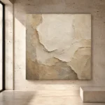 Limestone Sculptural Plaster Wabi Sabi Wall Art Canvas Print - Image 3