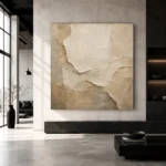 Limestone Sculptural Plaster Wabi Sabi Wall Art Canvas Print - Image 5