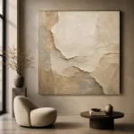 Limestone Sculptural Plaster Wabi Sabi Wall Art Canvas Print - Image 6