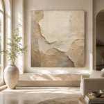 Limestone Sculptural Plaster Wabi Sabi Wall Art Canvas Print - Image 8