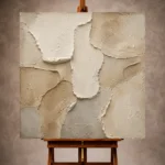 Ivory Wabi Sabi Wall Art print featuring layered plaster forms and natural shadow details for elegant interiors