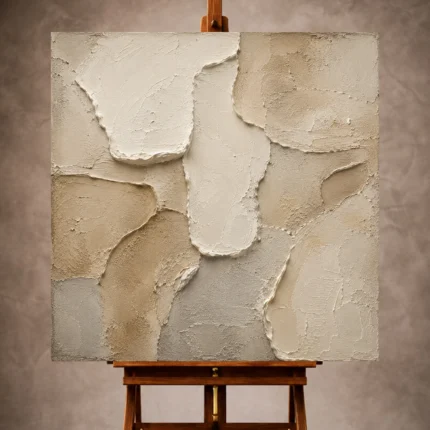 Ivory Wabi Sabi Wall Art print featuring layered plaster forms and natural shadow details for elegant interiors
