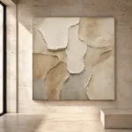 Layered Ivory Plaster Wabi Sabi Wall Art Canvas Print - Image 3