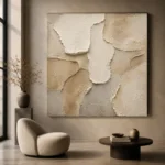 Layered Ivory Plaster Wabi Sabi Wall Art Canvas Print - Image 6