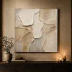 Layered Ivory Plaster Wabi Sabi Wall Art Canvas Print - Image 7