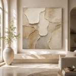 Layered Ivory Plaster Wabi Sabi Wall Art Canvas Print - Image 8