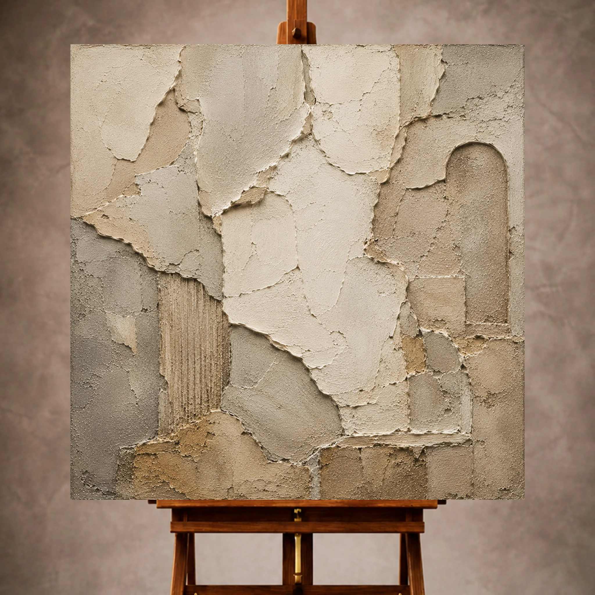 Premium Wall Art Kare Html Edition – WABISABI020 Image 1 Ivory Wabi Sabi Wall Art print featuring ancient plaster fragments and worn architectural textures for elegant interiors