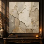 Ancient Ivory Plaster Fragments Wabi Sabi Wall Art Canvas Print - Image 4