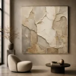 Ancient Ivory Plaster Fragments Wabi Sabi Wall Art Canvas Print - Image 6