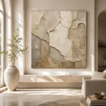 Ancient Ivory Plaster Fragments Wabi Sabi Wall Art Canvas Print - Image 8