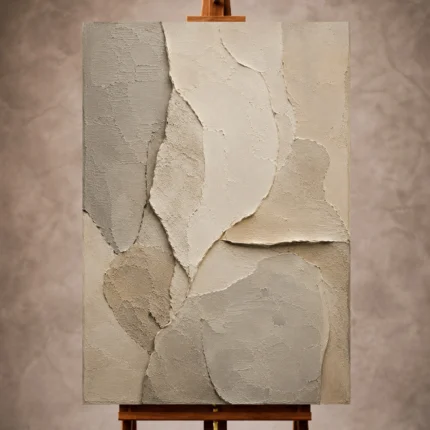 Gray Wabi Sabi Wall Art print featuring organic stone forms and layered mineral textures for elegant interiors