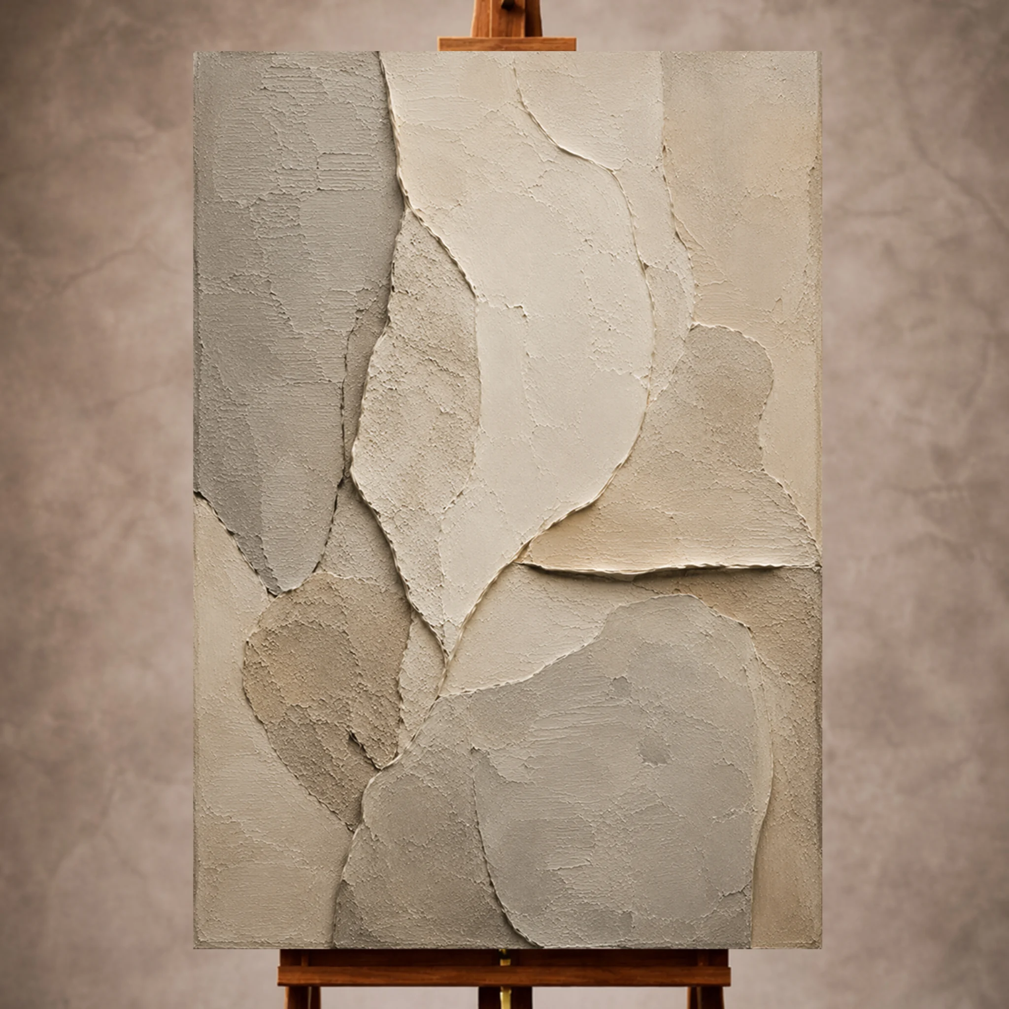 Premium Wall Art Dikey Html Edition – WABISABI021 Image 1 Gray Wabi Sabi Wall Art print featuring organic stone forms and layered mineral textures for elegant interiors