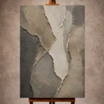 Charcoal Wabi Sabi Wall Art print featuring abstract mineral formations and weathered stone textures for elegant interiors