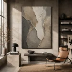 Charcoal Mineral Stone Abstract Wabi Sabi Wall Art Canvas Print - Image 3