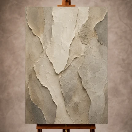 Ivory Wabi Sabi Wall Art print featuring ancient stone textures and organic erosion patterns for elegant interiors