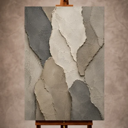 Slate Gray Wabi Sabi Wall Art print featuring abstract stone forms and mineral textures for elegant interiors
