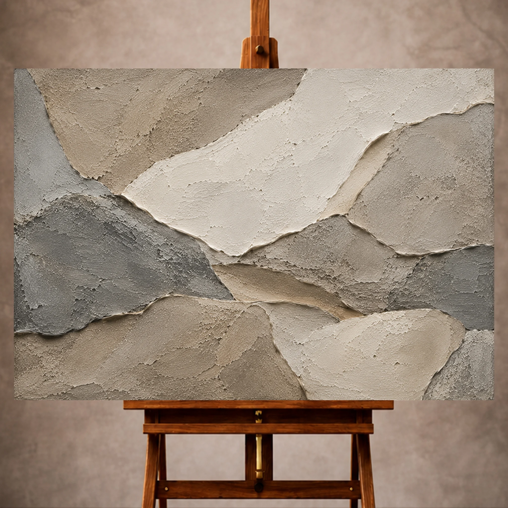 Premium Wall Art Yatay Html Edition – WABISABI026 Image 1 Gray Wabi Sabi Wall Art print featuring layered stone forms and mineral textures inspired by natural geology for elegant interiors