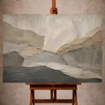 Charcoal Gray Wabi Sabi Wall Art print featuring abstract mineral landscapes and weathered stone formations for elegant interiors