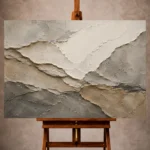 Ivory Wabi Sabi Wall Art print featuring aged stone formations and organic mineral textures for elegant interiors