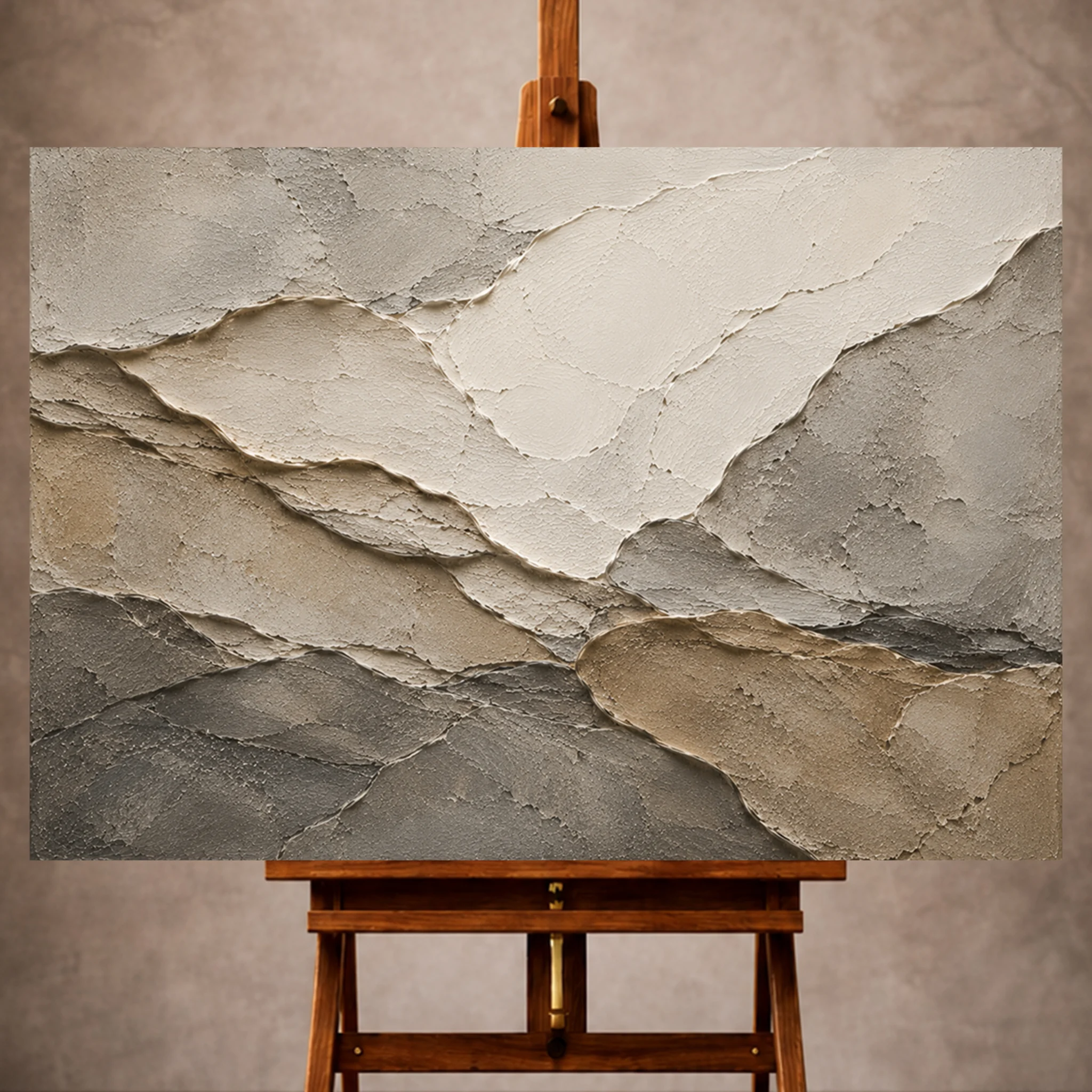 Premium Wall Art Yatay Html Edition – WABISABI028 Image 1 Ivory Wabi Sabi Wall Art print featuring aged stone formations and organic mineral textures for elegant interiors