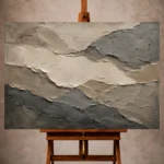 Slate Gray Wabi Sabi Wall Art print featuring abstract stone forms and raw mineral surfaces for elegant interiors