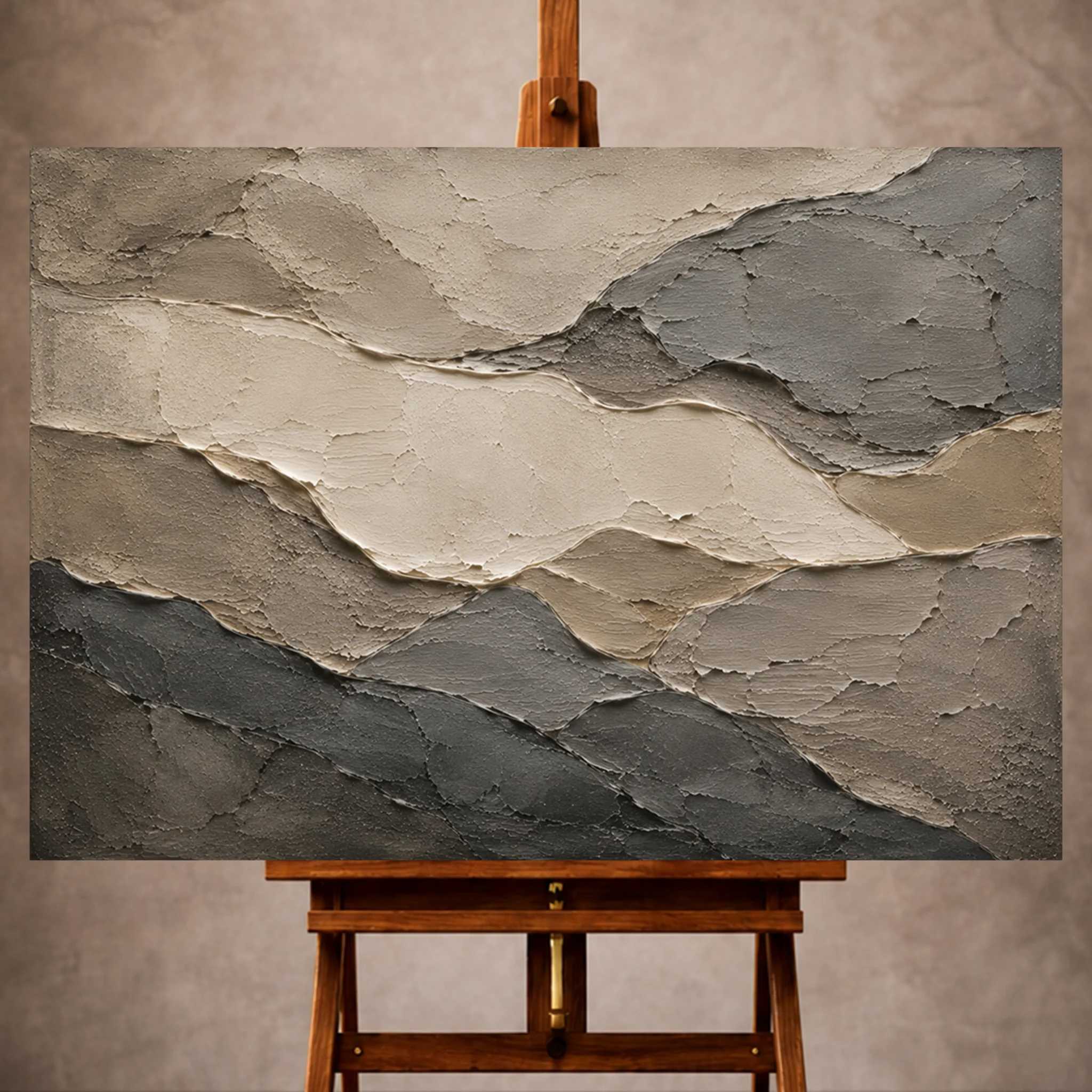 Premium Wall Art Yatay Html Edition – WABISABI030 Image 1 Slate Gray Wabi Sabi Wall Art print featuring abstract stone forms and raw mineral surfaces for elegant interiors