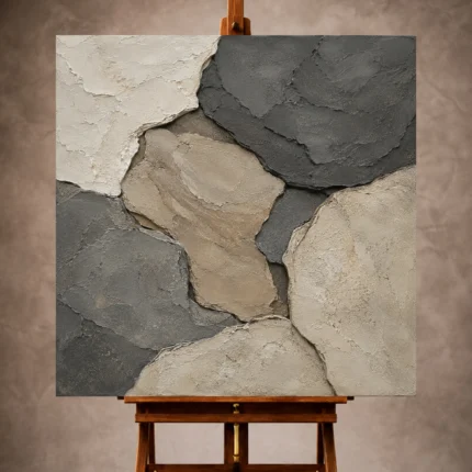 Neutral Wabi Sabi Wall Art print featuring organic stone abstract forms for elegant interiors