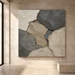 Neutral Stone Abstract Wabi Sabi Wall Art Canvas Print - Image 3