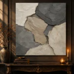 Neutral Stone Abstract Wabi Sabi Wall Art Canvas Print - Image 4