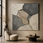 Neutral Stone Abstract Wabi Sabi Wall Art Canvas Print - Image 6