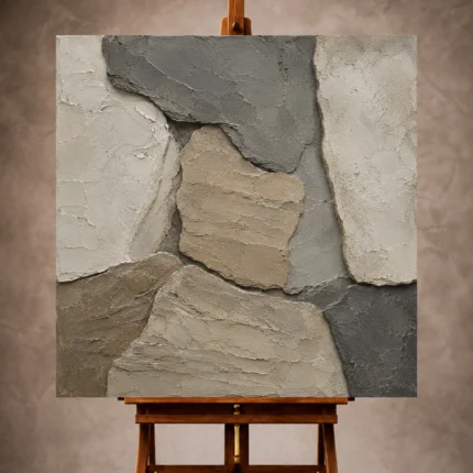Neutral Wabi Sabi Wall Art print featuring layered ancient stone formations for elegant interiors