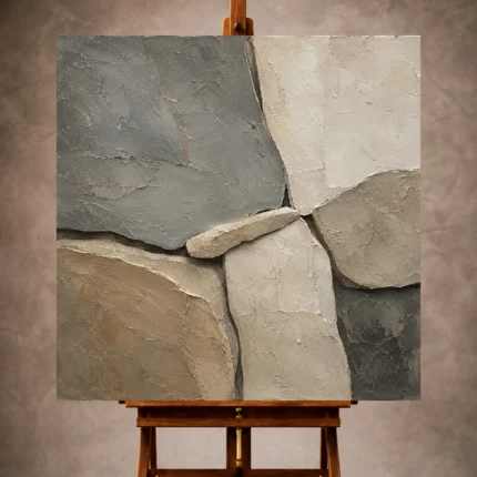 Neutral Wabi Sabi Wall Art print featuring layered stone textures and sculptural mineral surfaces for elegant interiors
