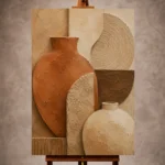 Earthy Wabi Sabi Wall Art print featuring natural clay formations and ceramic textures for elegant interiors