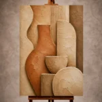 Earthy Wabi Sabi Wall Art print featuring refined clay forms and ceramic surfaces for elegant interiors