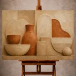Warm Wabi Sabi Wall Art print featuring aged clay layers and ceramic textures for elegant interiors