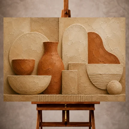 Warm Wabi Sabi Wall Art print featuring aged clay layers and ceramic textures for elegant interiors