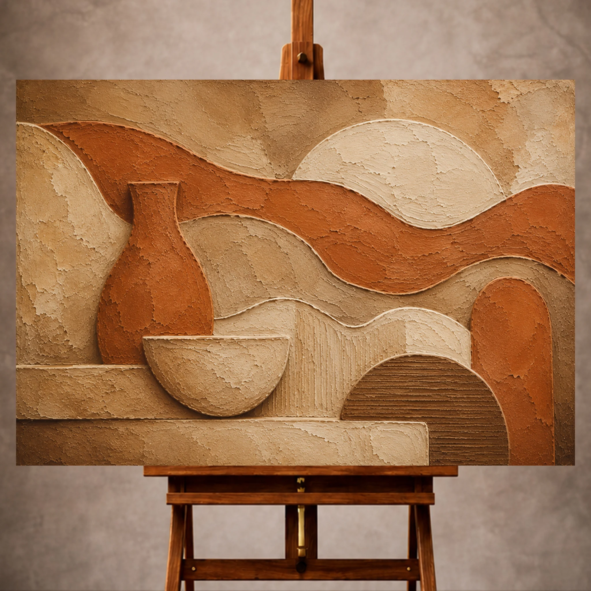 Premium Wall Art Yatay Html Edition – WABISABI044 Image 1 Earthy Wabi Sabi Wall Art print featuring flowing clay formations and sculptural ceramic textures for elegant interiors