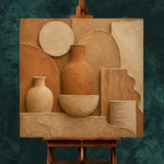 Terracotta Earth Tones Wabi Sabi Wall Art Canvas Print - Image 2