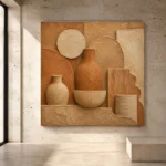 Terracotta Earth Tones Wabi Sabi Wall Art Canvas Print - Image 3
