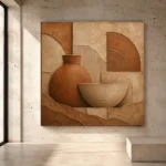 Burnt Terracotta Wabi Sabi Wall Art Canvas Print - Image 3