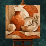 Terracotta Sculptural Forms Wabi Sabi Wall Art Canvas Print - Image 2
