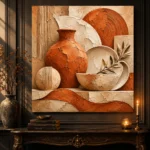 Terracotta Sculptural Forms Wabi Sabi Wall Art Canvas Print - Image 4